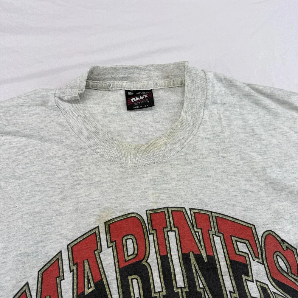 Vintage Marines Shirt Mens 2XL Gray USMC Eagle Globe Anchor Graphic 90s USA